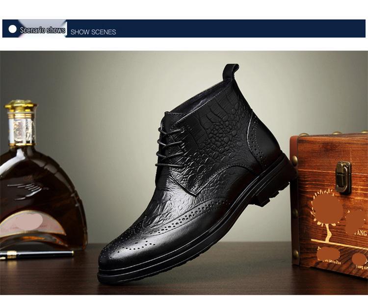 Plus Size Men's British Style Genuine Leather Chelsea Ankle Boots