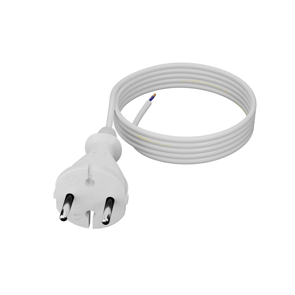 Przewód Przyłączeniowy Kabel Z Wtyczką Prostą 4M 2X1Mm2 Typ E Biały