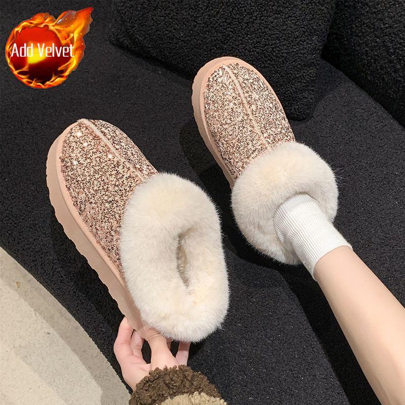 

Модная теплая женская обувь больших размеров Зимние массивные ботильоны с круглым носком и пайетками для женщин Шикарные и элегантные Высококачественные ботильоны New Rock 36