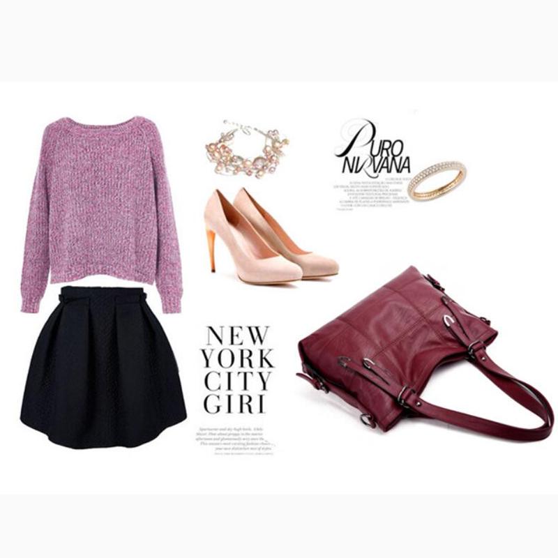 Fashion Large Quality Genuine Leather Female Shoulder Messenger Bag Solid Color Luxury Handbags Women Bags Designer