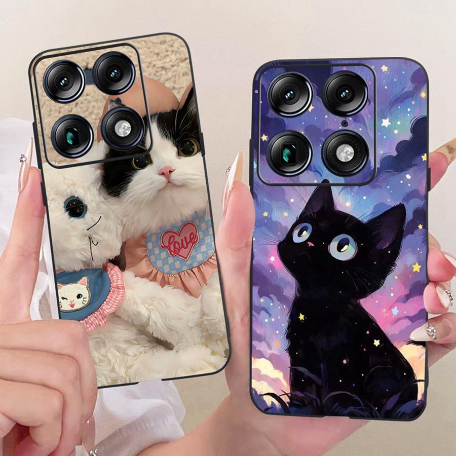 For Motorola Signature 6.8'' Case Cute Cat Cartoons Pattern Soft Silicone TPU Funda For MotoX70 Air Pro Signature Back Covers