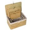 Wicker Basket with Lids Nautral Seagrass Storage Box Basket Woven Rectangular Bins Container Rattan Storage Organizer