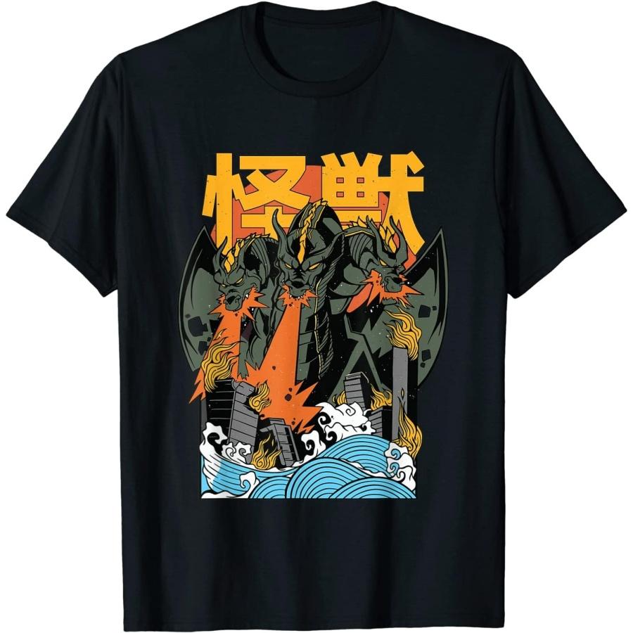 King Ghidorah Sunset Japanese T-Shirt (Black, M) S