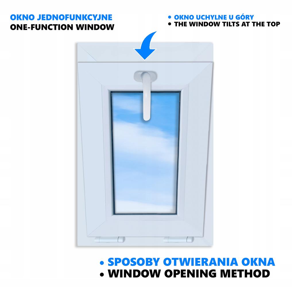 Białe okno PCV, uchylne, 40x60, nowe, 400x600, rozwierno-uchylne, dwuszybowe