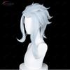 Oyun Etkisi Fatui Cosplay Doktor II Dottore Cosplay Peruk 30cm Kısa Isıya Dayanıklı Saç Parti Anime Perukları + Peruk Bonesi