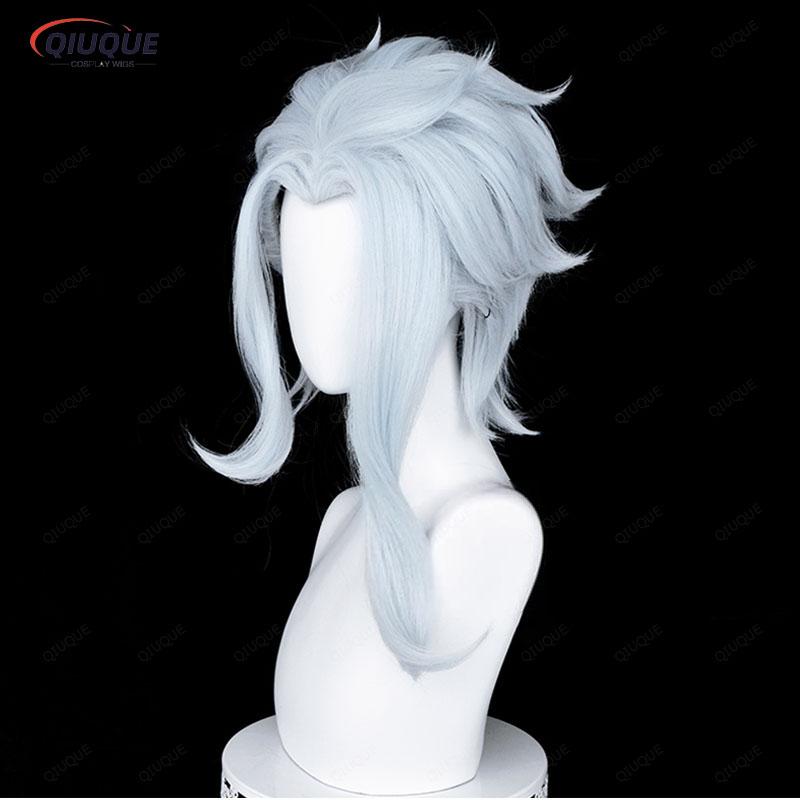 Oyun Etkisi Fatui Cosplay Doktor II Dottore Cosplay Peruk 30cm Kısa Isıya Dayanıklı Saç Parti Anime Perukları + Peruk Bonesi