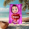 Custom Name Ultra-Soft Beach Towel with Masha Theme,Ideal for Pool - Camping, Diving - Perfect Travel Essential, Vibrant Beach Towel.