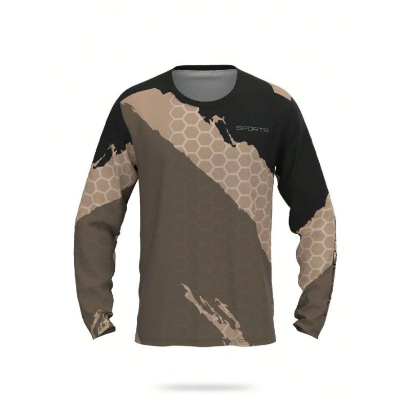 

Мужская модная 3D-печатная футболка с круглым вырезом и длинным рукавом, дышащая для рыбалки, походов, тренировок, активного отдыха XL