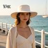 Sophisticated Lady Hat Flat Top Fedora Hat, Wool Blend Derby Cap, Retro Jazz Casual Outdoor Sun Protection Wide Brim Felt for Women, Events