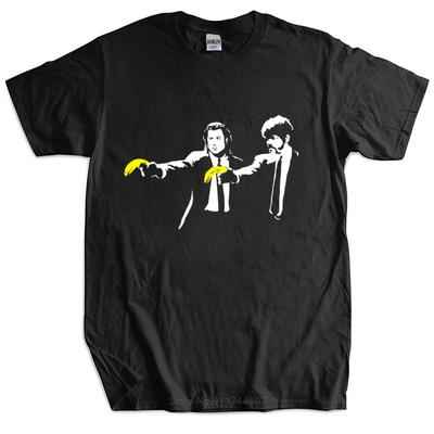 Neues T-Shirt schwarze Oberteile für Unisex Banksy Pulp Fiction Inspiriertes T-Shirt Baumwolle Banksey Graffiti Künstler Baumwoll-T-Shirt für Jungen