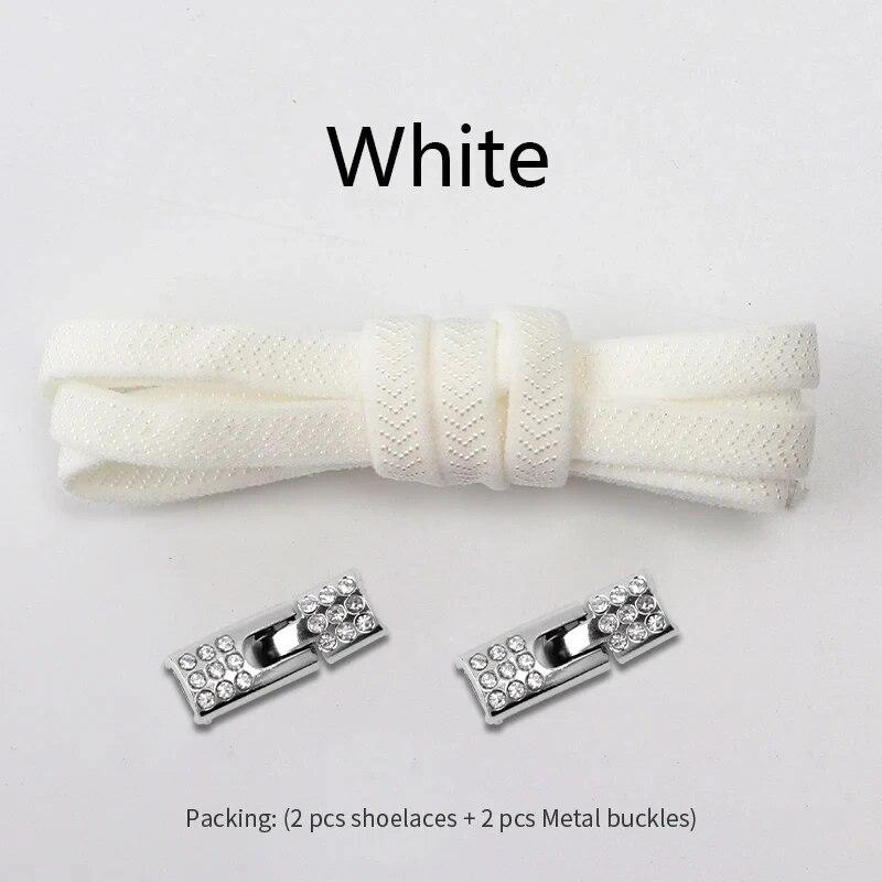 Elastic Laces Sneakers Diamond Cross Locks Shoelaces Without Ties Kids Adult 8MM Width No Tie Shoe Laces Rubber Bands Shoelace