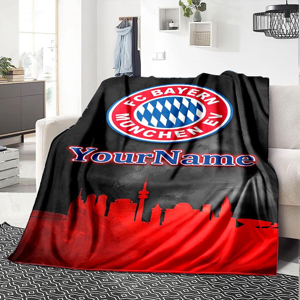 Bayern Munich Customize Your Name Blanket Lightweight Customizable Blanket Comfortable for Seaside Livingroom Bed Living Room Four Seasons Universal