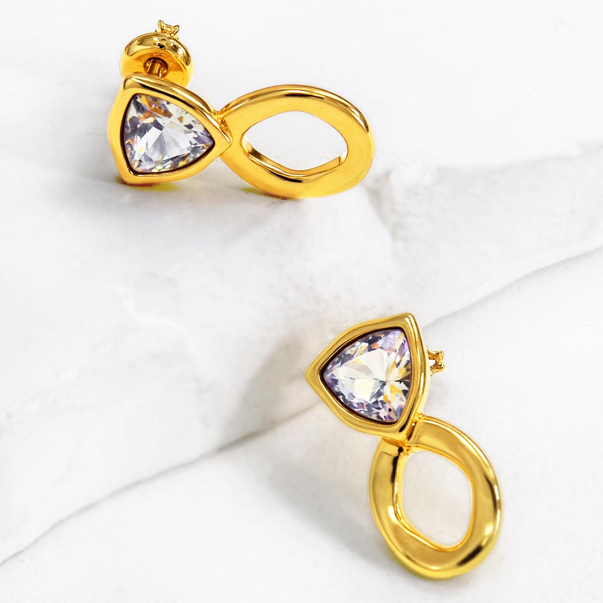 Spain UNOde50 Tri-Color Triangle Stud Earrings - European & American Style