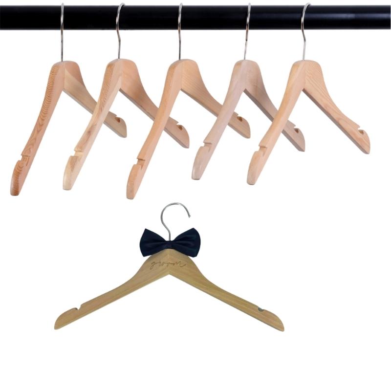Elegant Wedding Garment Hanger Wood Frame Clothes Hanger MultiFunctional Hook For Bridal Shower Bride Grooms Use 2PCS