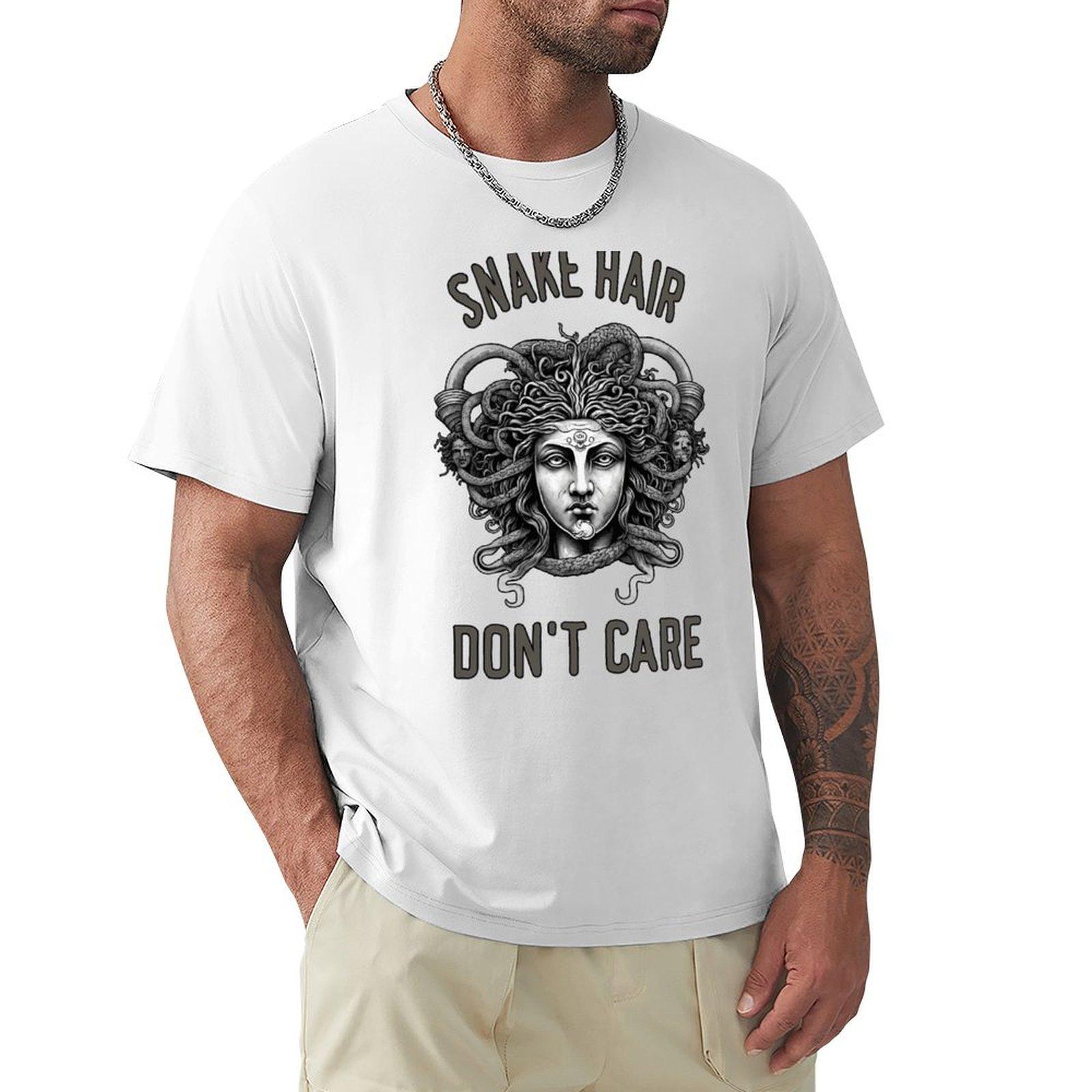 Medusa Snake Hair Dont Care Light Tshirt Classic Graphic Short Sleeve Top S