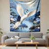 Elegant Crane by Serene Lake Patterned Tapestry Decorative Wall Hanging, Home Bedroom Living Room Decor