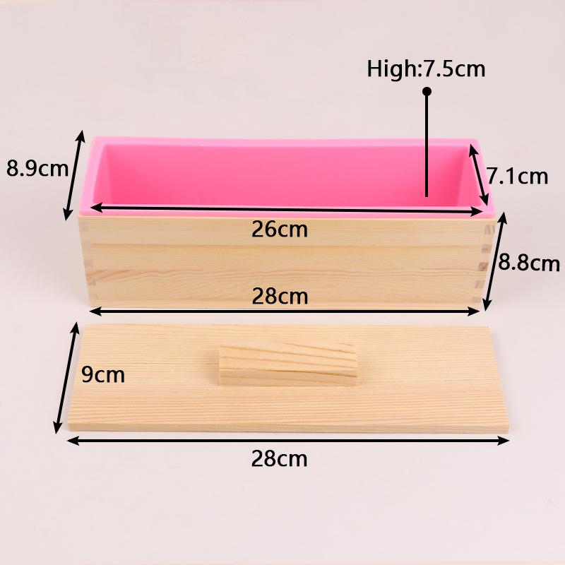 1200ml Rectangle Silicone Soap Mold Wooden Box With Cover DIY Handmade Form Soap Craft Mousse Cake Toast Loaf Baking Mould Tools