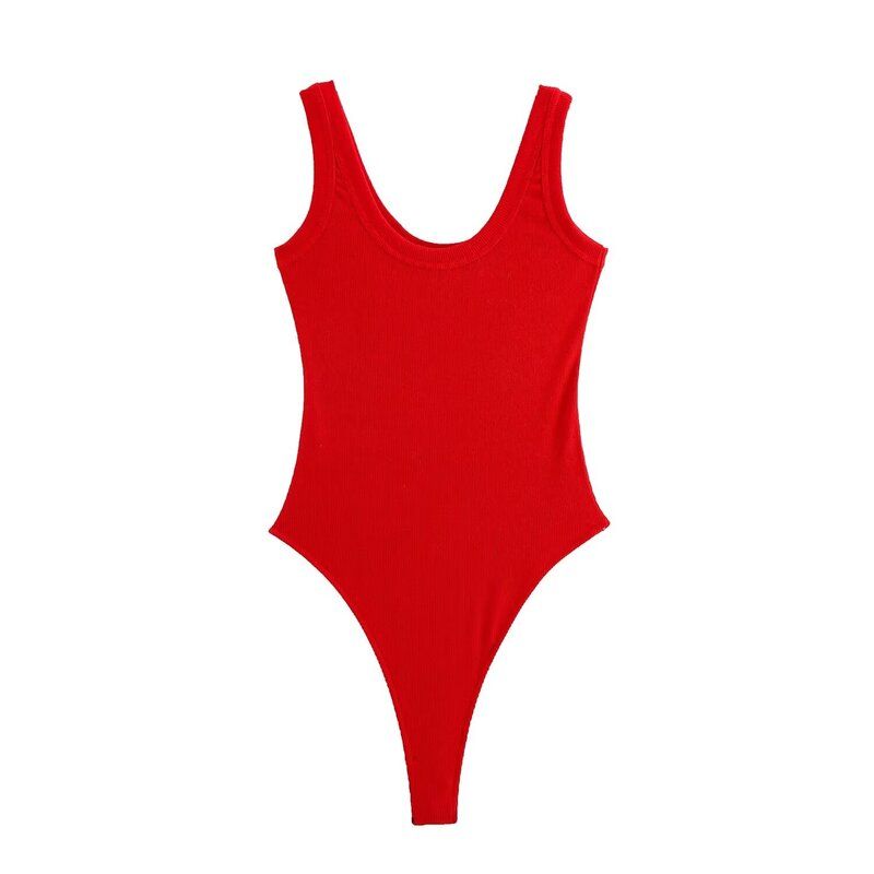 

Модный стиль 2024 Осень Новая женская одежда Бретели-спагетти Без рукавов В рубчик Прилегающий Повседневный комбинезон 4424801 Red S