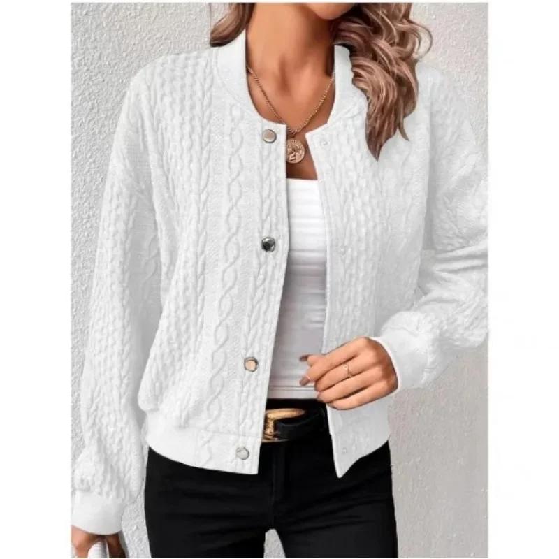 Women's M-3XL Size Fashion Solid Color Stand Up Collar Single Breasted Jacket for Women Combining Comfort and Fashion