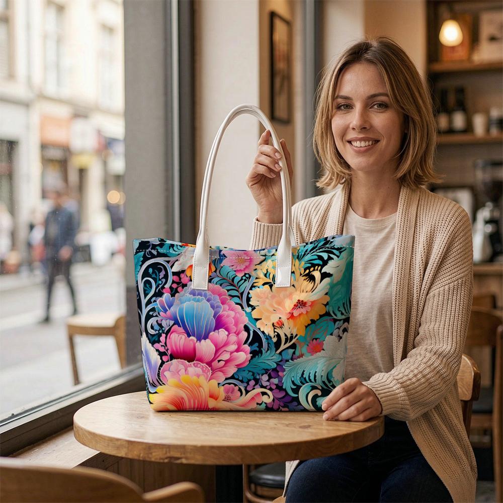 Vibrant Floral Fashion Tote Bag for Daily Carry