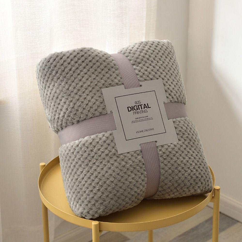 Double Sided Throw Blanket Skin-Friendly Conditioning Quilt New Plush Striped Blankets