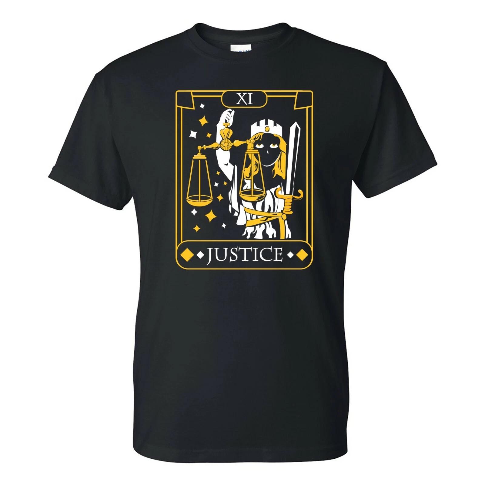 Major Arcana Justice - Fortune Telling Occult T Shirt - Black 2XL