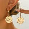 Able Geometrische Runde Gehämmert Creolen für Damen Elegantes Süßes Einfaches Design Ohrringe Schmuck Zubehör