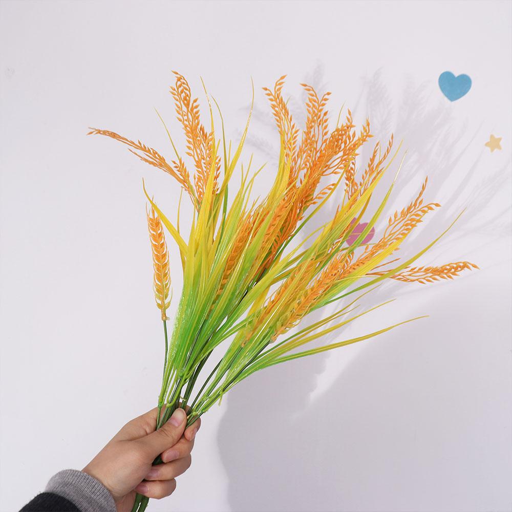 7 Vorken Kunstmatige Tarwearen Rijstplant Boeket Gele Bloemen Geen Water Nodig Tarwearen Rijstplant Tak Realistisch Plastic