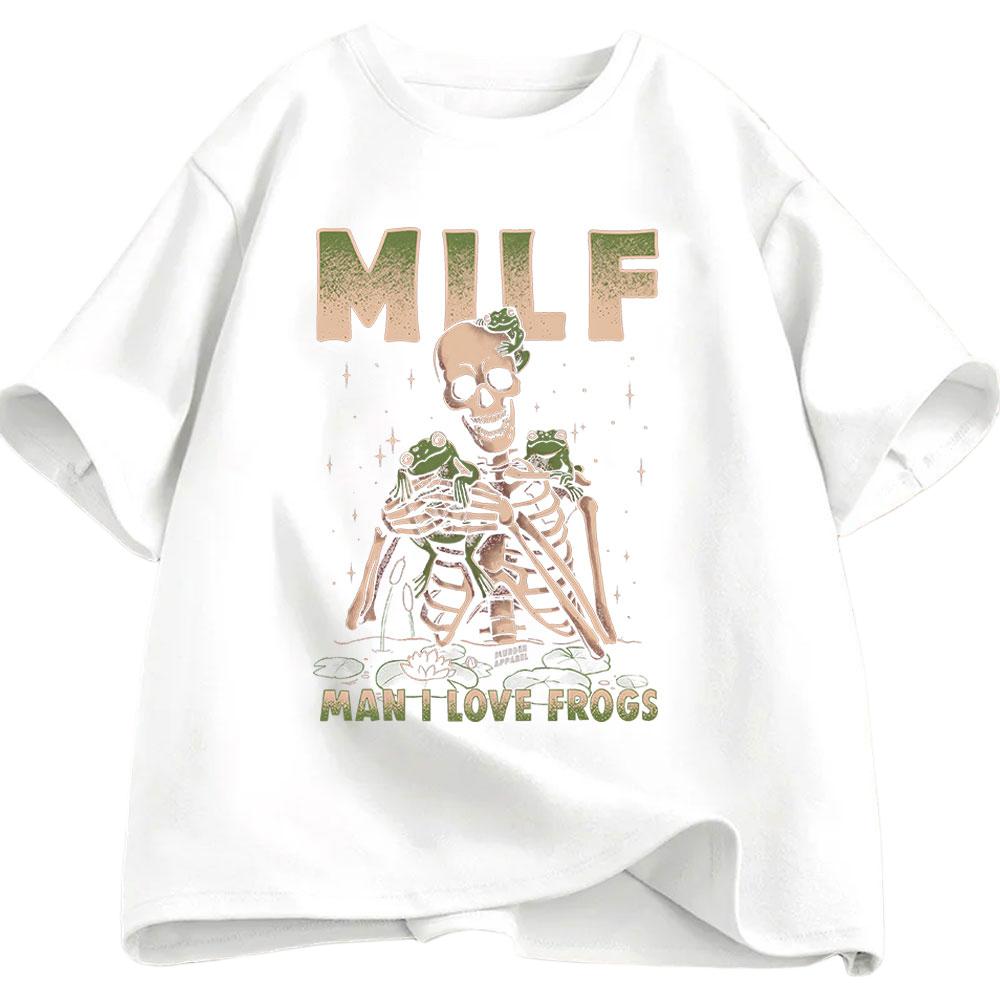 Milf Mann Ich Liebe Frösche Lustiges Skelett Labyrinth T-Shirt Sommer Herren Damen Lässig Baumwolle Mode Streetwear Y2K T-Shirt Top