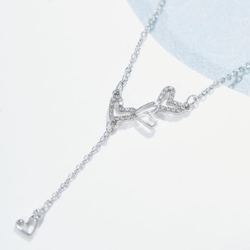 Light Luxury Exquisite Shiny Zircon Heart-shaped Pendant Necklace Women's Charming Zircon Fashion Personality Party Gift