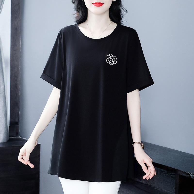 

Качественная базовая женская футболка с коротким рукавом из свободного хлопка больших размеров 6XL (220-240 jin)