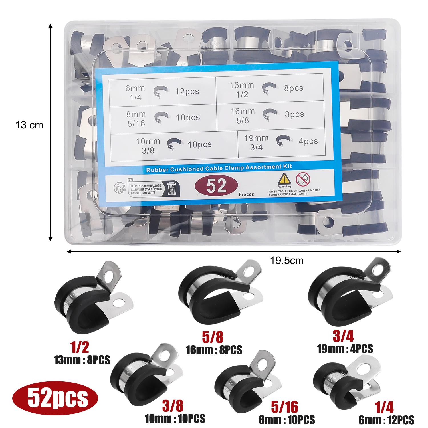 

6-19mm Stainless Steel Hose Pipe Fixed Clamp Rubber R-type Cable Mounting Hose Pipes Fixing Clips Hardware Fasteners Wholesale