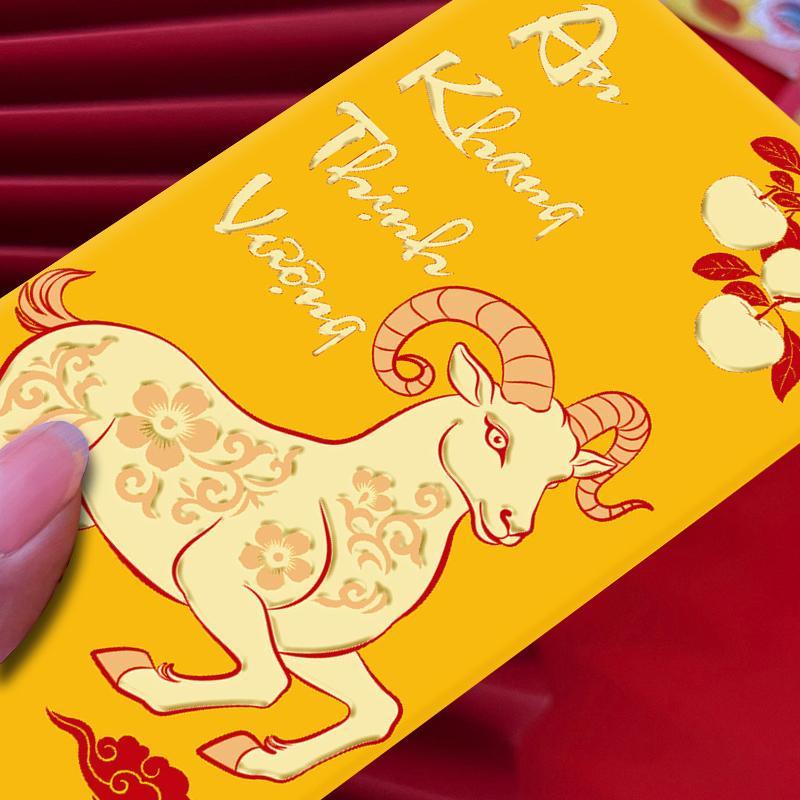 6Pcs 2027 Year Of The Sheep Red Envelopes With Vibrant Vietnamese Wishes Prints Perfect For Tet Lunar New Year Holiday Gifting