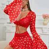 Love Heart Lace Lingerie Set: Transparent Bra, Short Skirt & Thong with Thin Straps - Sexy & Fun 3-Piece Pajamas.