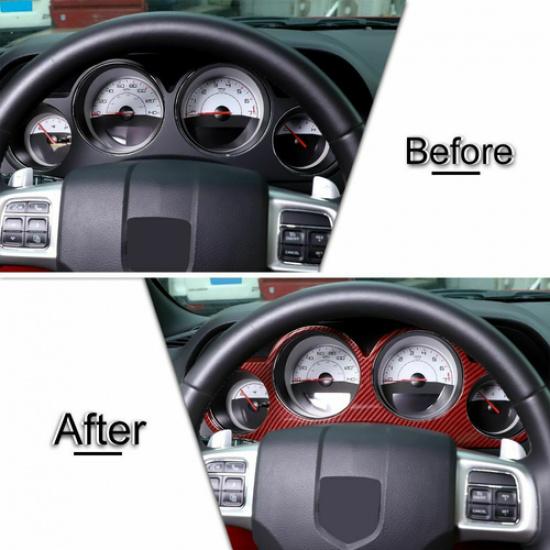 Dashboard Meter Cover Trim Panel Red Carbon Fiber For Dodge Challenger 2009-2014