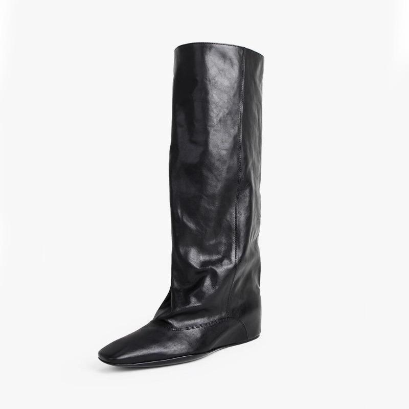 Retro Shoes, Square Toe Autumn and Winter New Style Long Boots, Women's Shoes, Sleeve Boots