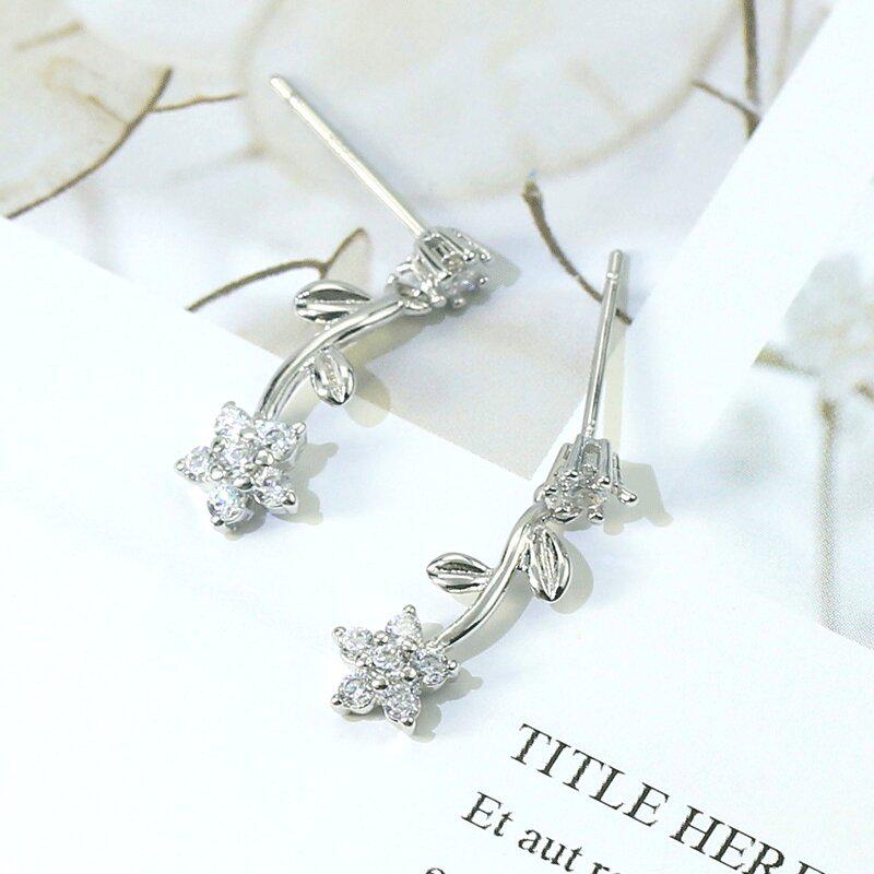 Elegant Zirconia Flower Studs: Trendy 2019 Women s Dangle Earrings, Clip-On, No Piercing Needed Copper