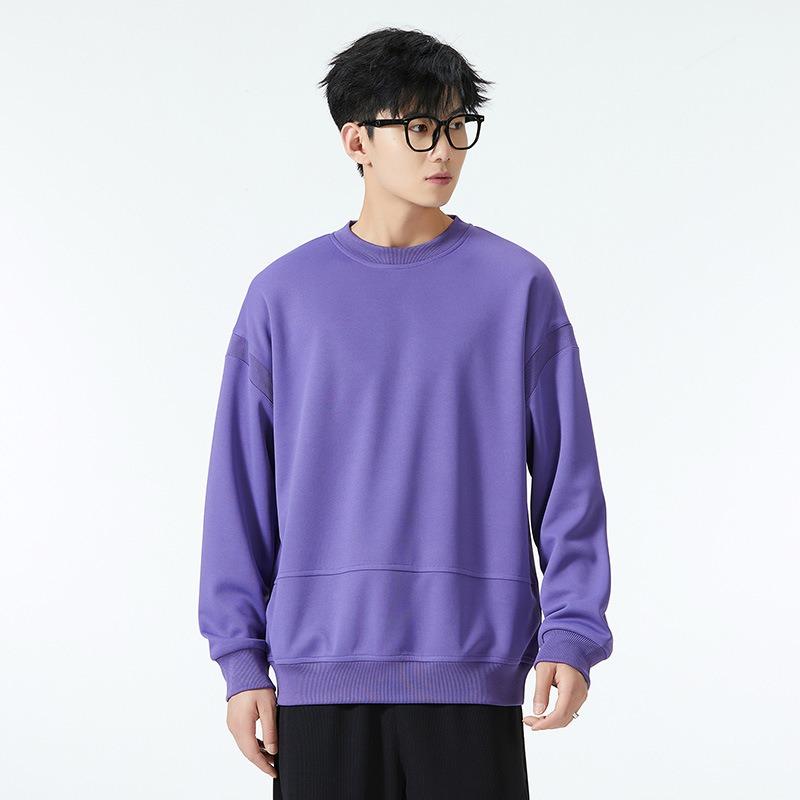 Round Neck Sweatshirt Men's Autumn New Solid Color Men's Long-sleeved T-shirt Top Base Shirt Versatile Loose Men's Clothing