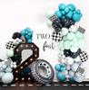Bruiloft Verjaardag Babyborrel Geslachtsonthulling Decoraties Stofblauw Wit Ballonnenboog Slingerset