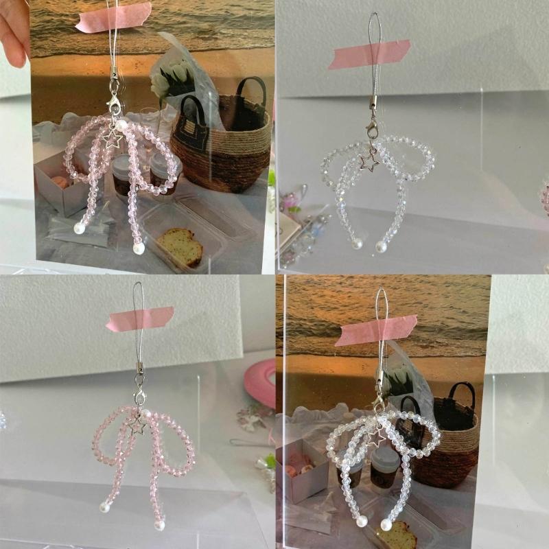 Mobile Phone Chain Anti-Lost Soft Rope Strap Lanyard Bead Bowknot Star Phone Case Key Chain Bag Pendant Accessory