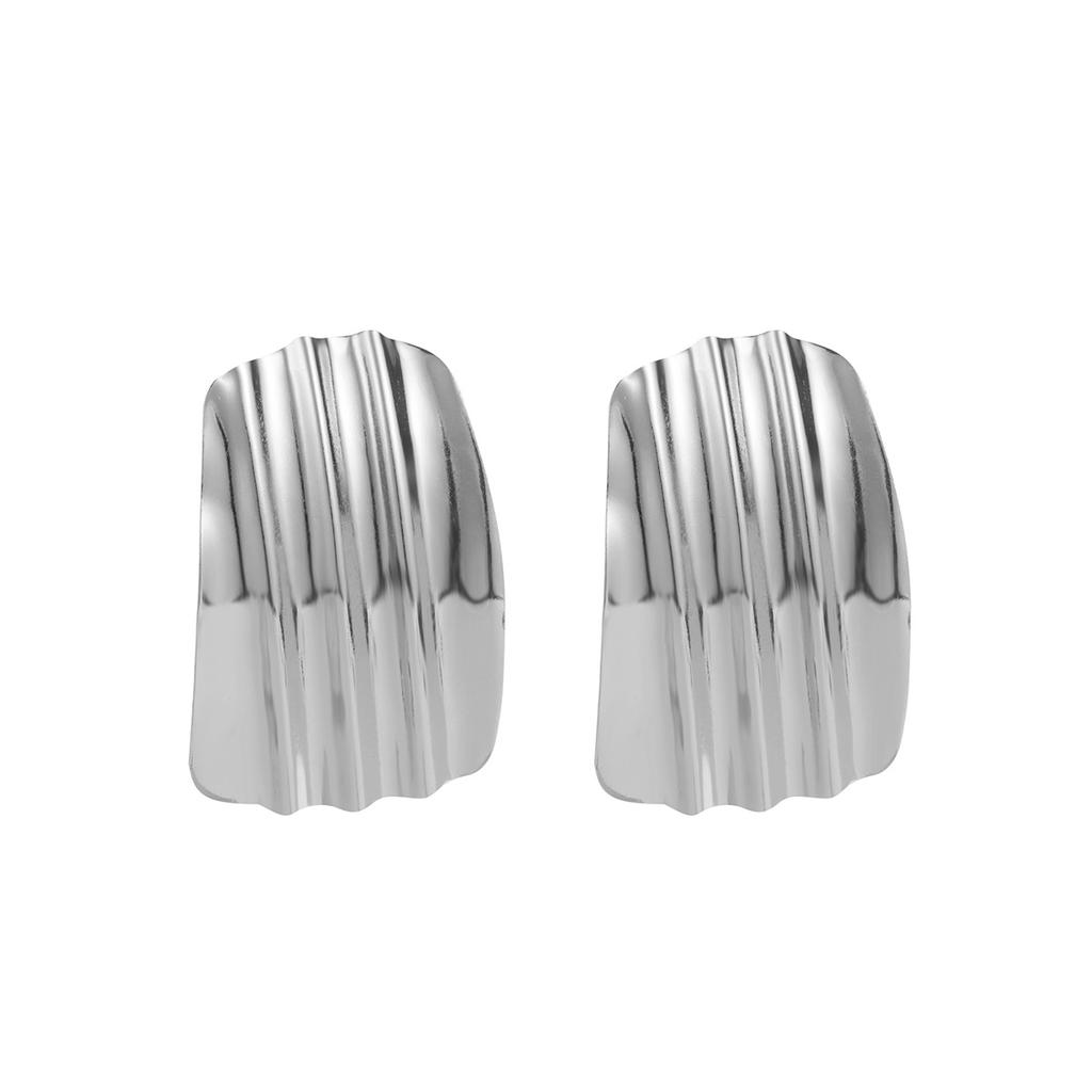Exaggerated Irregular Geometric Stud Earrings Minimalist Ins Style Metal Wrinkled Texture Fashion Earrings For Women