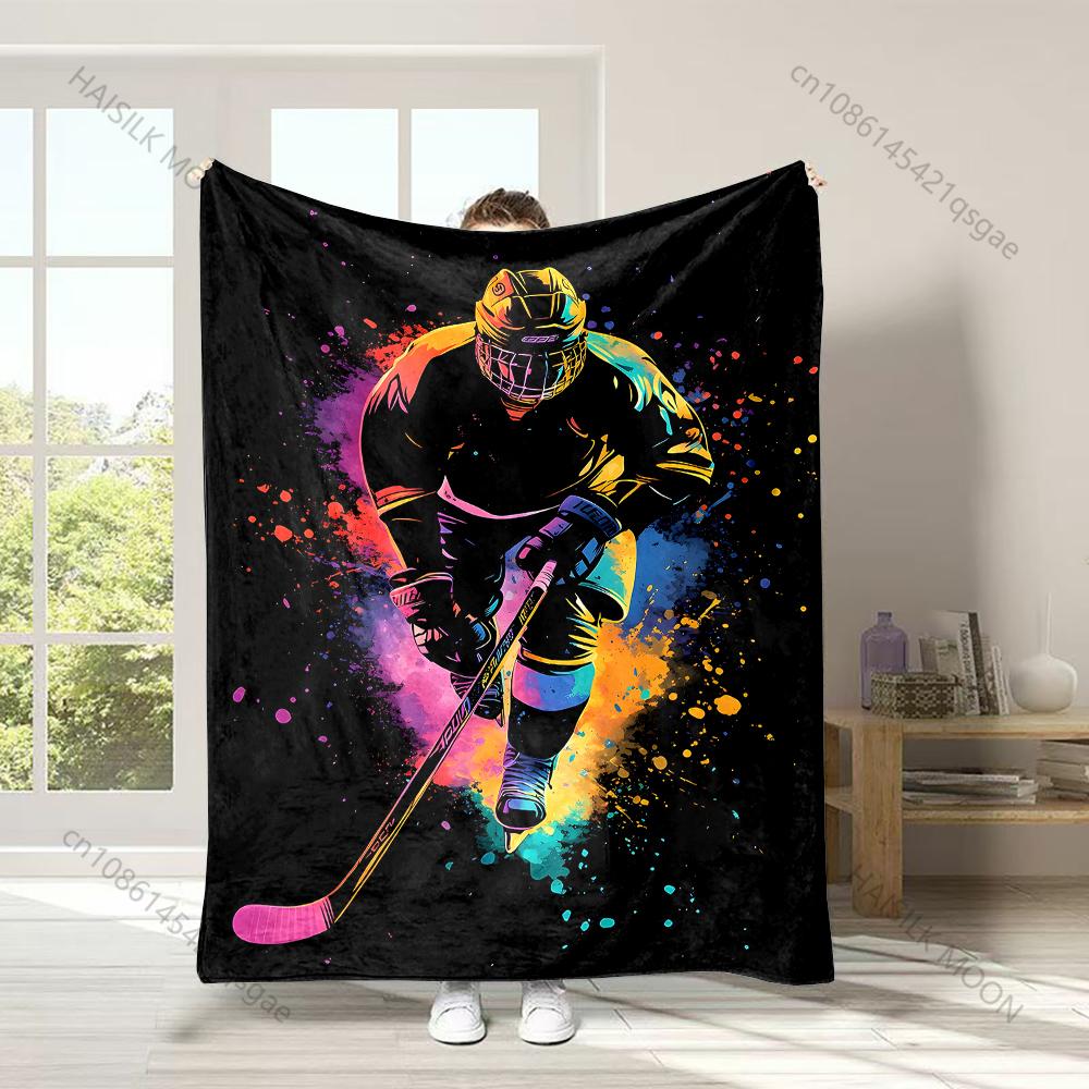 

Colorful illustration of hockey player Adult Children Warm Blankets Home Travel Car Soft Comfortable Suitable for all seasons 75x100cm