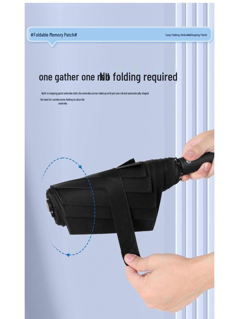 Memory Patch Three-Fold Automatic Umbrella: 8-Bone, Non-Folding, Dual-Use for Sun and Rain.