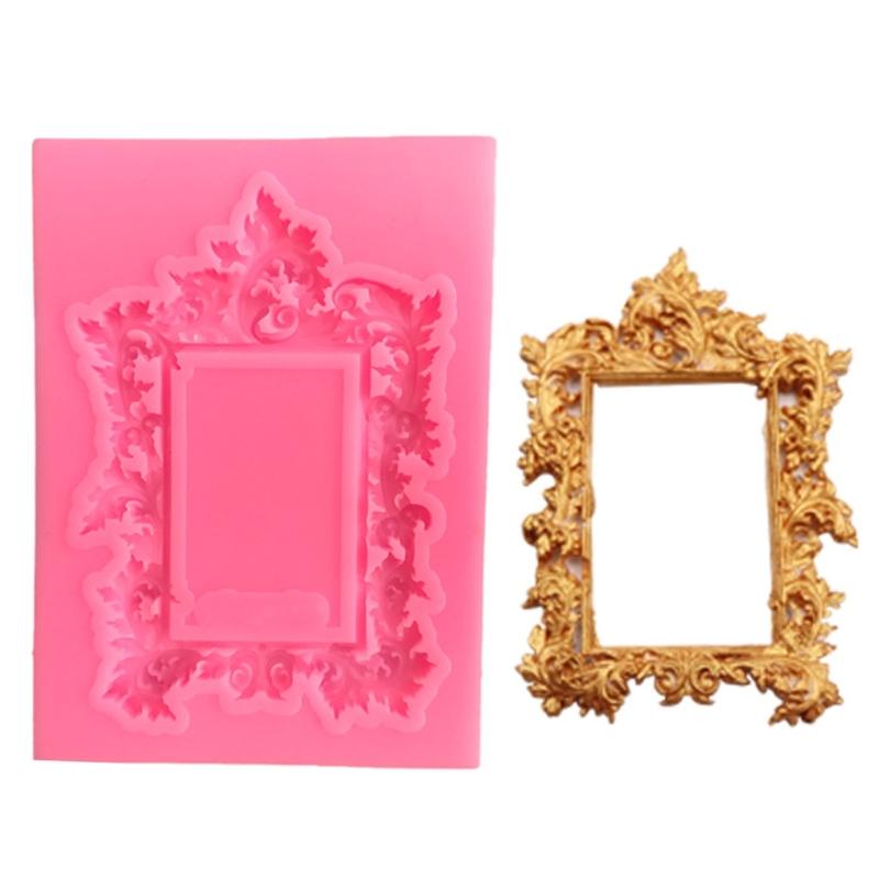 Set of 4 Reusable Silicones Fondant Mold Vintage Embossed Photo Frame Cake Toppers Decorating Candy Making DIY Crafts