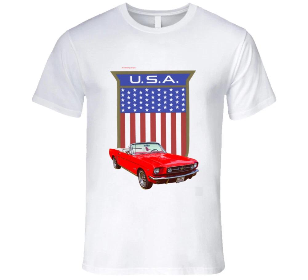 Usa 1965 Mustang Convertible Premium 66 Gt Gift Red T Shirt XL