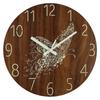 Silent 12 Inch Luminous Wall Clock Wood Grain Nordic Style Digital Clock Round Battery Operated Quartz Wall Clock Wall Decor
