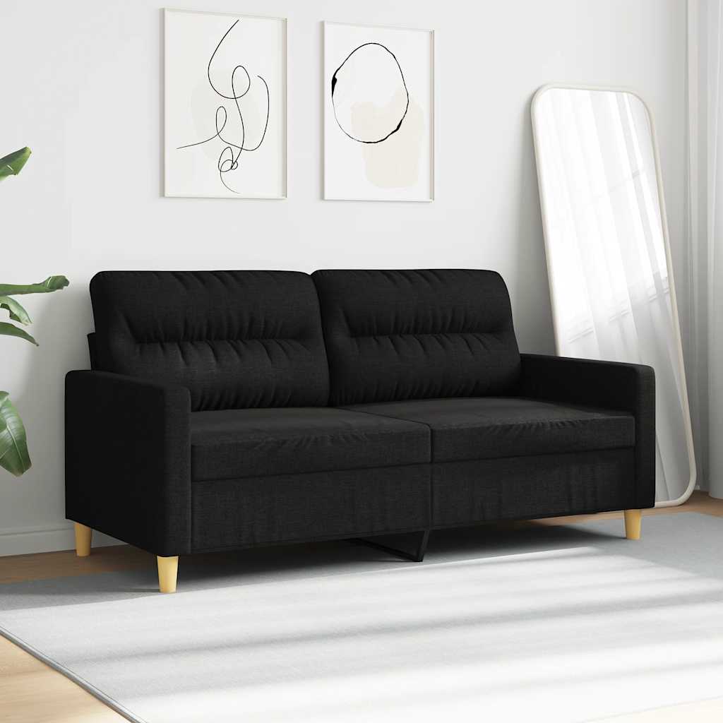 Vidaxl 2-Seater Sofa, Black, 140 Cm, Upholstered In Fabric