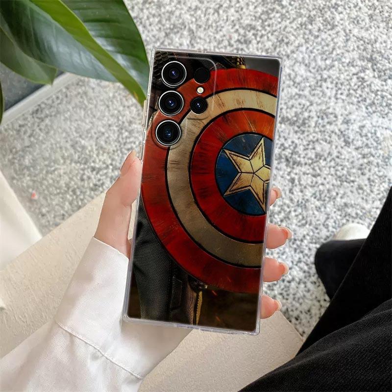 Marvel Captain America Shield Transparent Case For Samsung Galaxy S26 S25 Ultra S24 S22 S26 Plus S20 S23 S21 S25 FE Clear Cover