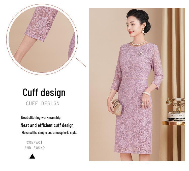 Spring 2025 Purple Mother-in-Law Formal Dress: Three-Quarter Sleeve, High-End, Plus-Size Skirt for Wedding Banquet.