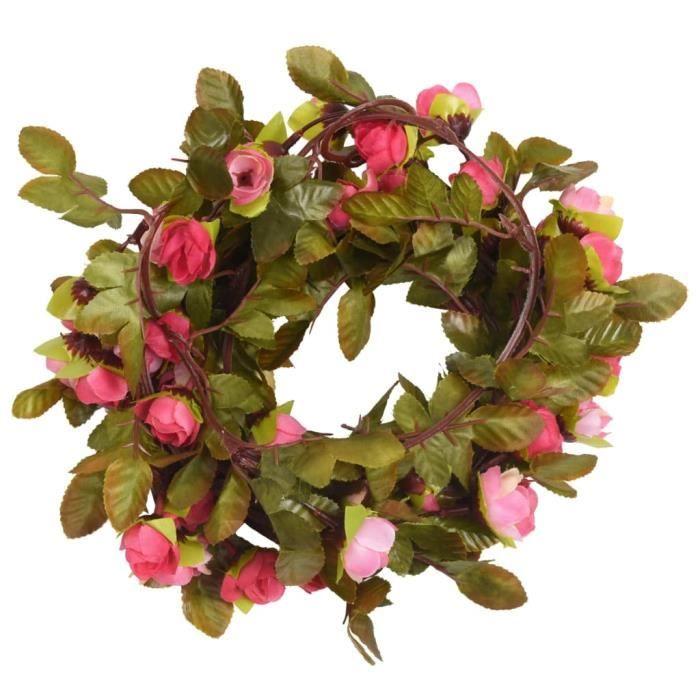Guirlande de fleurs - vidaXL - 6 pcs - Rose - 215 cm - Soie artificielle